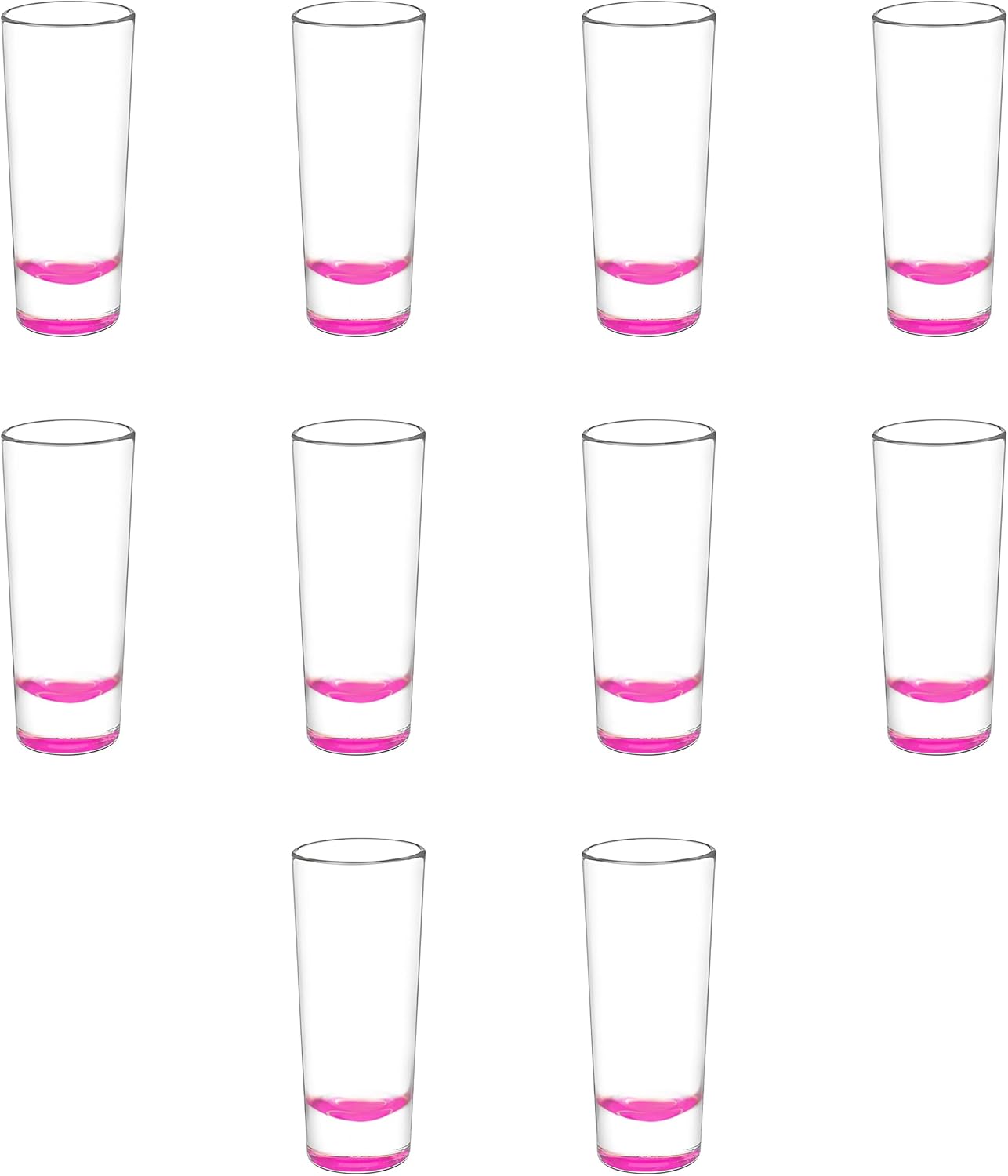 DISCOUNT PROMOS Cordial Shooter Shot Glasses 2 oz. Set of 10, Bulk Pack - Great for Birthdays, Parties, Indoor & Outdoor Events - Pink