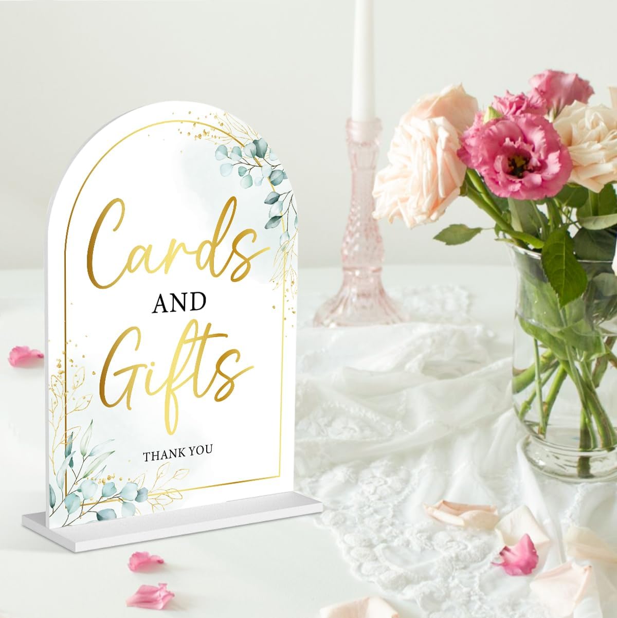 4-Piece Acrylic Wedding Sign Set for Ceremony & Reception - 5x7 Inch White Guest Book, Cards & Gifts, Please Sign Our Guest Book, Please Take One, In Loving Memory - Wedding Decor Bundle