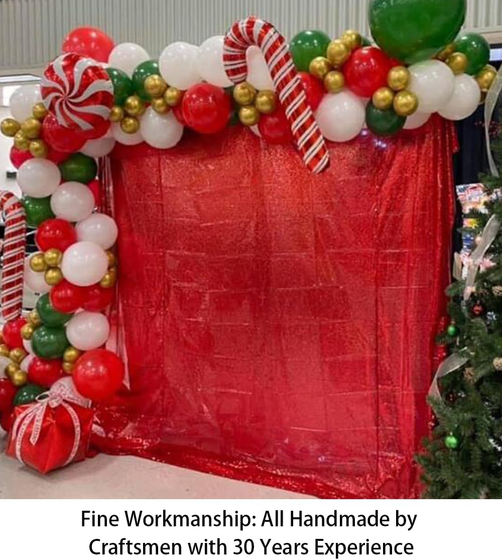 ShinyBeauty Sequin Backdrop Red 10X10FT for Photography, Wedding, Baby Birthday, Photo Booth - Glitter Shimmer Party Backdrop