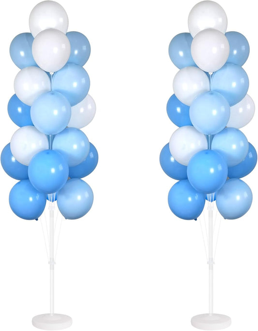 Balloon Column Kit Set of 2 With Balloons Included - with Base, and Pole,Balloon Tower Backdrop Decoration for Wedding, Baby Shower, Birthday Party, or Bachelorette Parties (Blue)