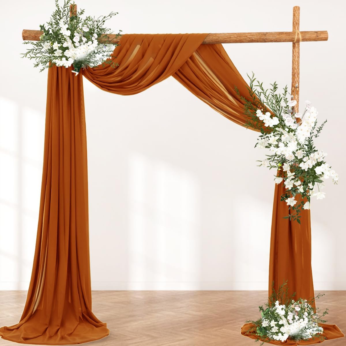Wedding Arch Draping Fabric 1 Panel 30'' x 18FT Terracotta Sheer Chiffon Arch Drapery for Photo Booth Bridal Shower Baby Shower Church Decor Newborn Photography Christening Outdoor Party