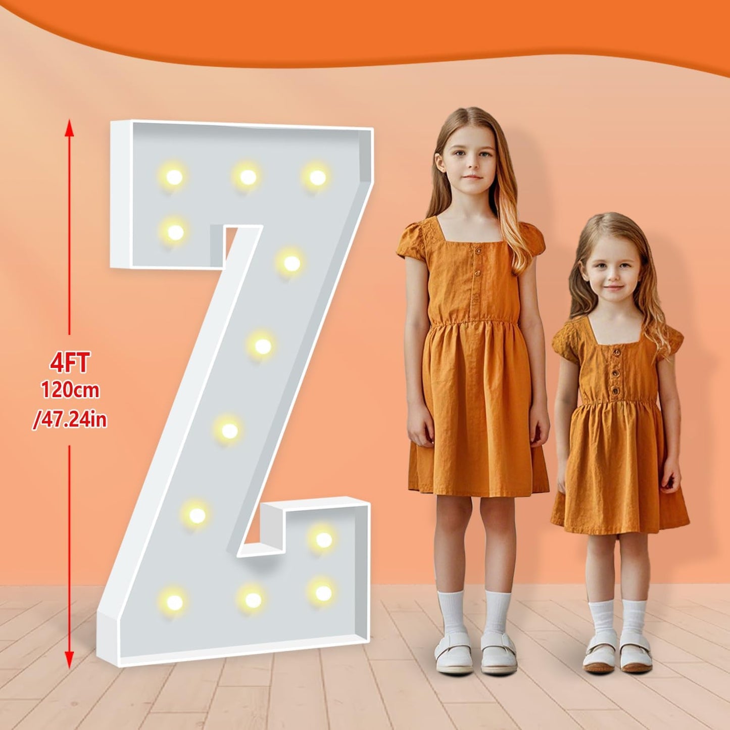 4FT Marquee Light Up Letters, Large Light Up Letters Z, Marquee Letter 3 Feet Tall, Mosaic Lighted Letter for Party Decoration Baby Shower Anniversary Proposal Wedding Decor