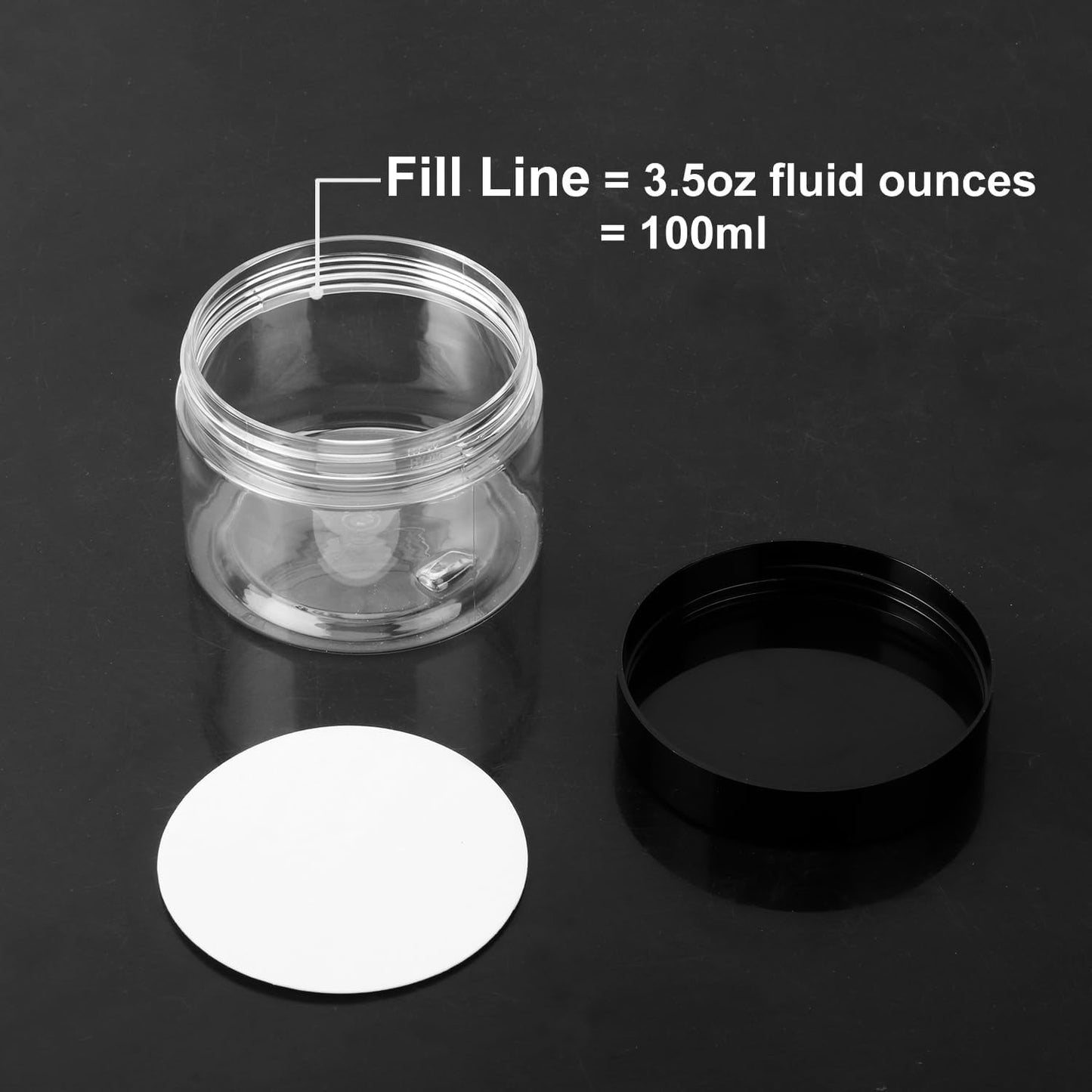 80 Packs 4 OZ Transparent Plastic Jars with black Lids, Body Butter Containers, Cosmetic Containers jars for Kitchen Ingredients, beads, sequins, Lotion, Cream, DIY Crafts and More by KUKLIPJIM.