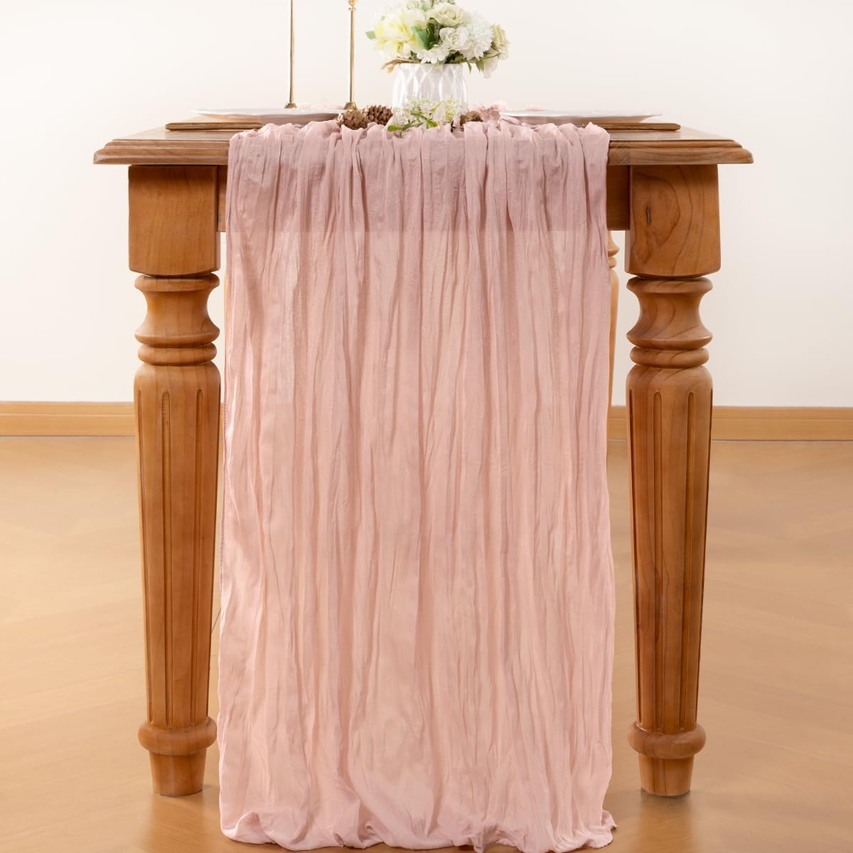 Dusty Pink Table Runner Cheesecloth Table Runner 4 Pack 14FT Farmhouse Table Runners 160 Inches Fall Table Decor Dining Room Centerpiece Wedding Boho Baby Shower Birthday