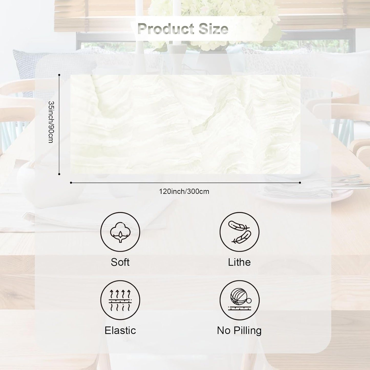 6 Pack White Cheesecloth Table Runner 35x120 Inch 10Ft Rustic Gauze Cheese Cloth Thanksgiving Table Runner Sheer Cheesecloth Table Runners for Wedding Party Bridal Shower Decoration