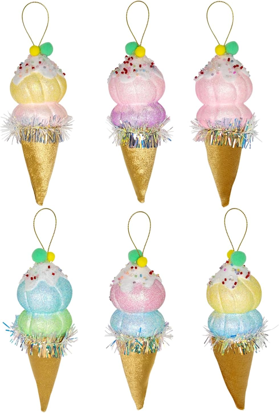 LANGXUN 6pcs Ice Cream Candy Land 2025 Xmas Birthday Party Suppiles Decoration, Hanging Candy Cane Christmas Tree Décor, Christmas Decorative Hanging Ornaments Crafts