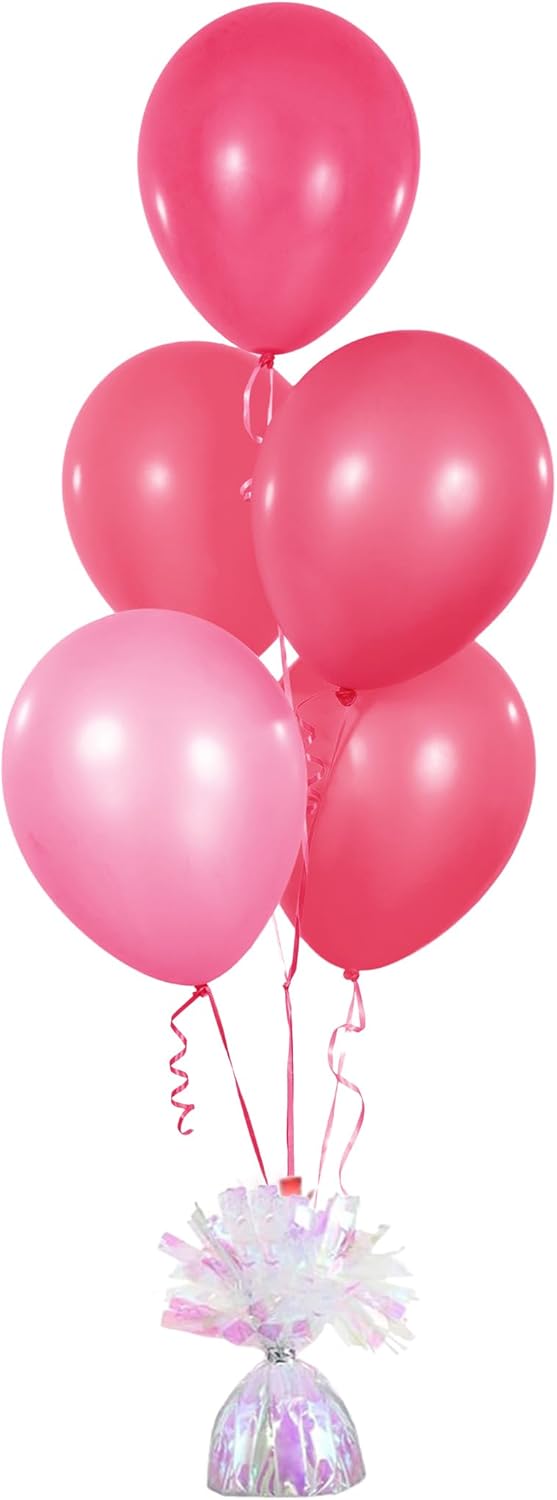 Metallic Balloon Weights, Birthday Party Favors, Novelty and Gag Gifts, 5.5" Inches, 12-Pack (Iridescent Pink)