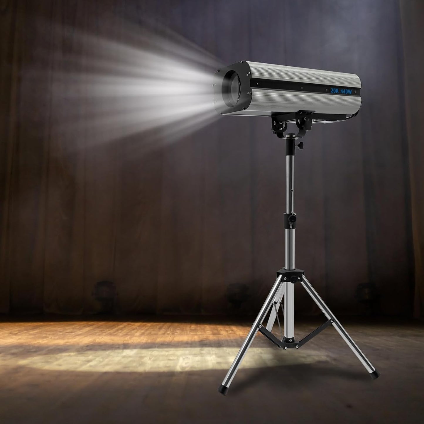 Follow Spotlight for Stage, 440W LED Spot Light DJ Lighting with Control Panel & Adjustable Stand, Disco Ball Light for Party Theater Wedding Show, 6 Colors, 328.08-393.7ft