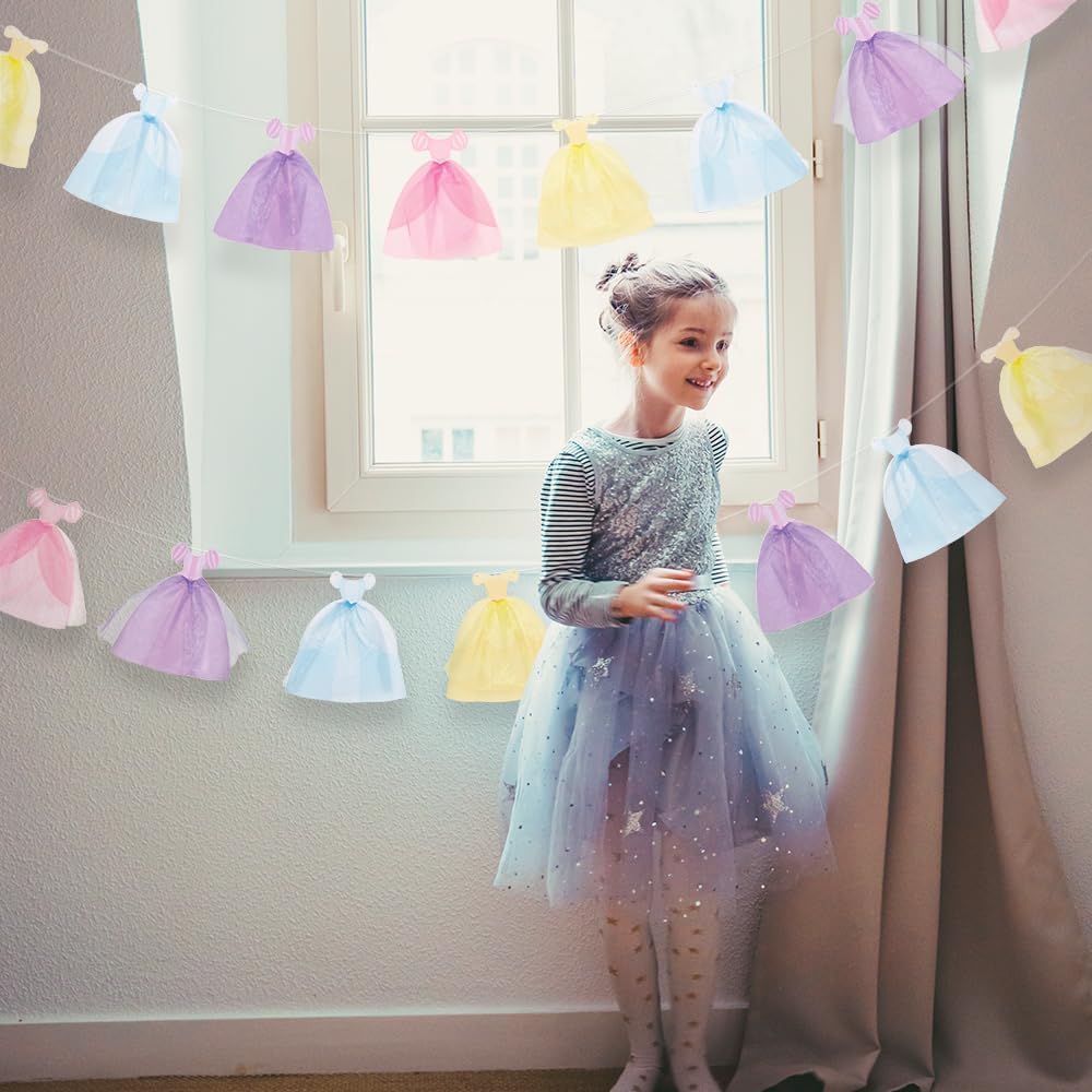 Cheerland Princess Party Banner Ball Gown Hanging Pastel Bunting Dress Garland Royal Theme