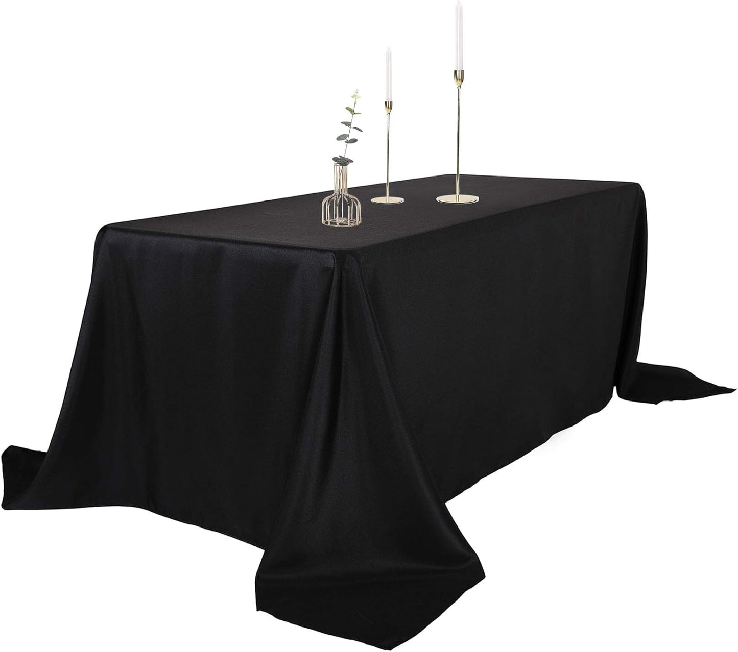 Ascoza 2pack 90x132 Inch Black Rectangular Tablecloth 8 Feet Table Cloth in Polyester Fabric for Wedding/Banquet/Restaurant/Parties