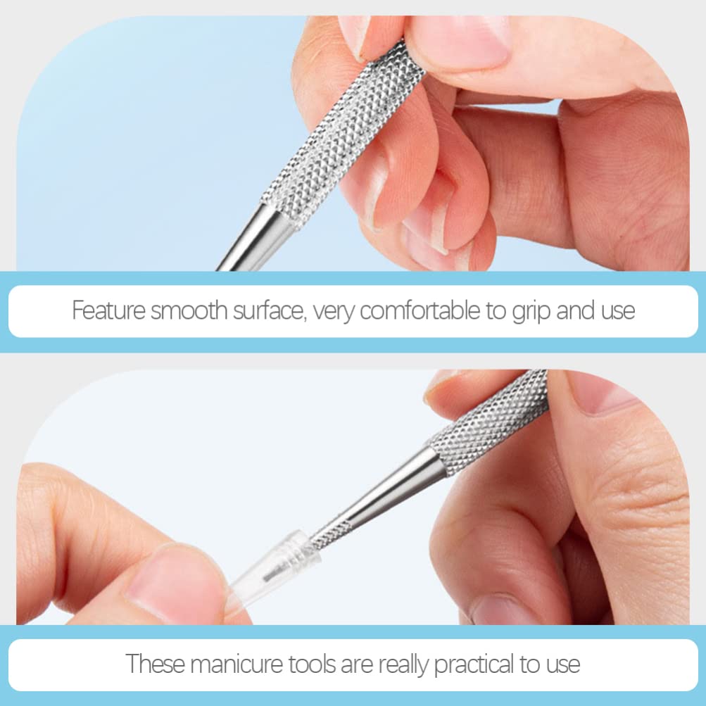 4pcs Stainless Steel Cuticle Pusher Nail Dotting Pen Metal Dead Skin Remover for Professional Manicure Pedicure Nail Art Care Tools