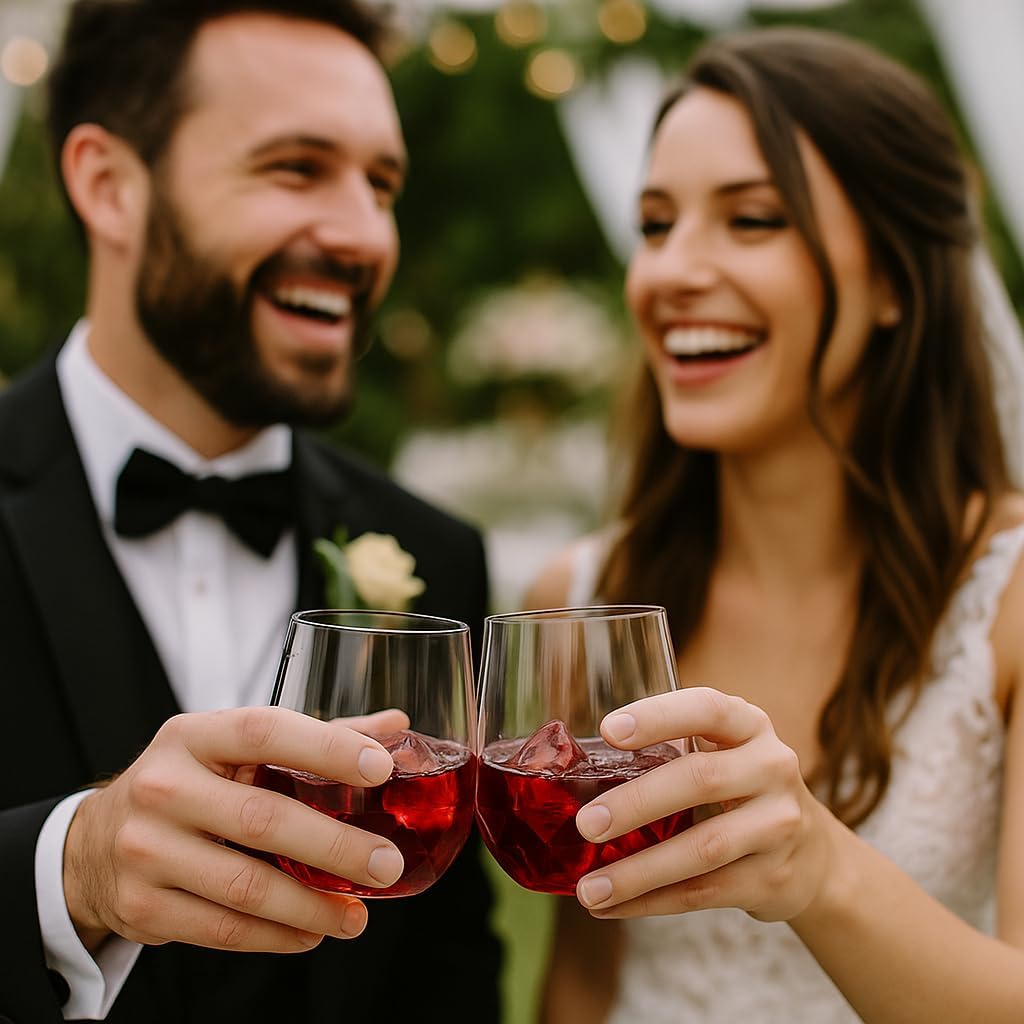 40 count Diamond Unbreakable Stemless Plastic Wine Champagne Whiskey Glasses Elegant Durable Disposable Indoor Outdoor Home office wedding bars 12 Ounce (Classic Old Fashioned Clear)