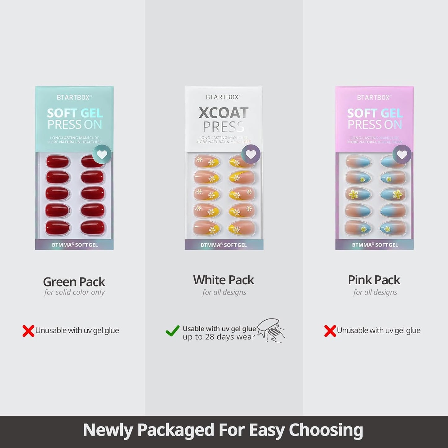 BTArtbox Press On Nails Short - Lamp-Curable Sparkly Blue Almond Press On Nails with Glue for Women, Semi-Transparent Soft Gel Glue On Nails in 16 Sizes - 32 Stick On Nails Kit, Blue Mirage