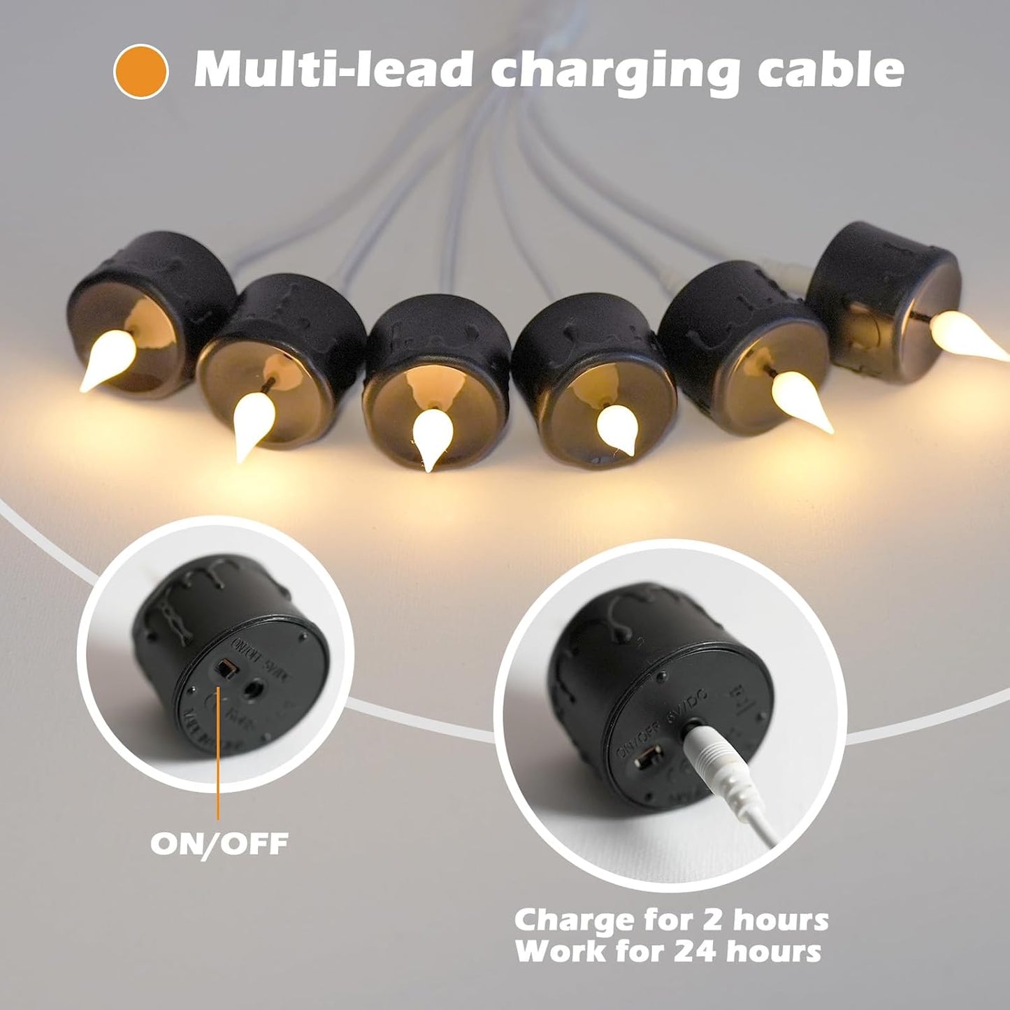 FREEPOWER Black Tea Lights Candles (NO Remote),Rechargeable Flameless Candles with 6 Hour Timer,LED Tealight Candles,Flameless Tealights Flickering Realistic for Halloween Decorations,Set of 6