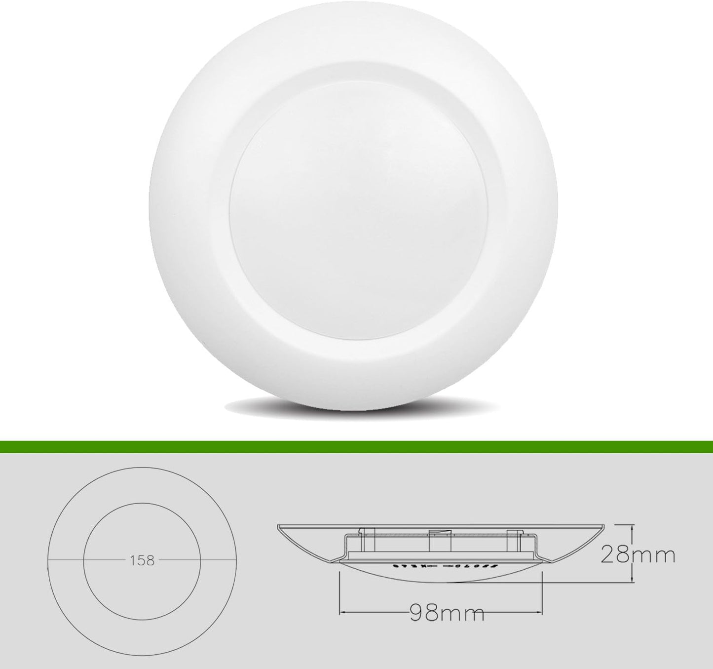 4 Inch LED Low Profile Recessed & Surface Mount Disk Light, Round, 10W, >600 Lumens, 4000K Cool White, CRI80, DOB Design, Dimmable, cETLus Listed, 1 Pack(White)