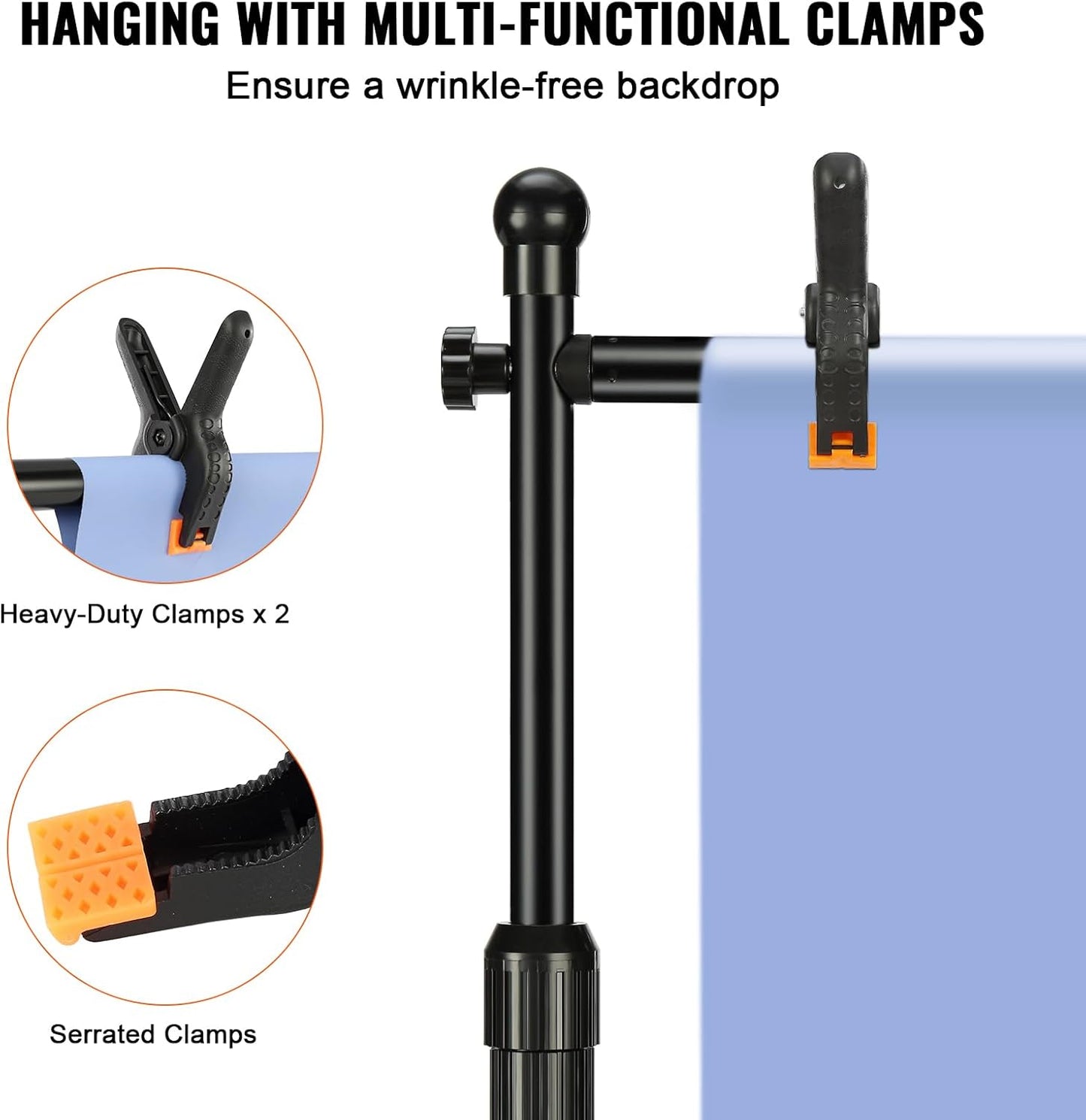 VEVOR 10ft x10ft Pipe and Drape Kit, Heavy Duty Backdrop Stand with Carbon Steel Base, Adjustable Backdrop Support with 2 Clamps and A Carry Bag for Wedding, Party, Event, Photography and Exhibition