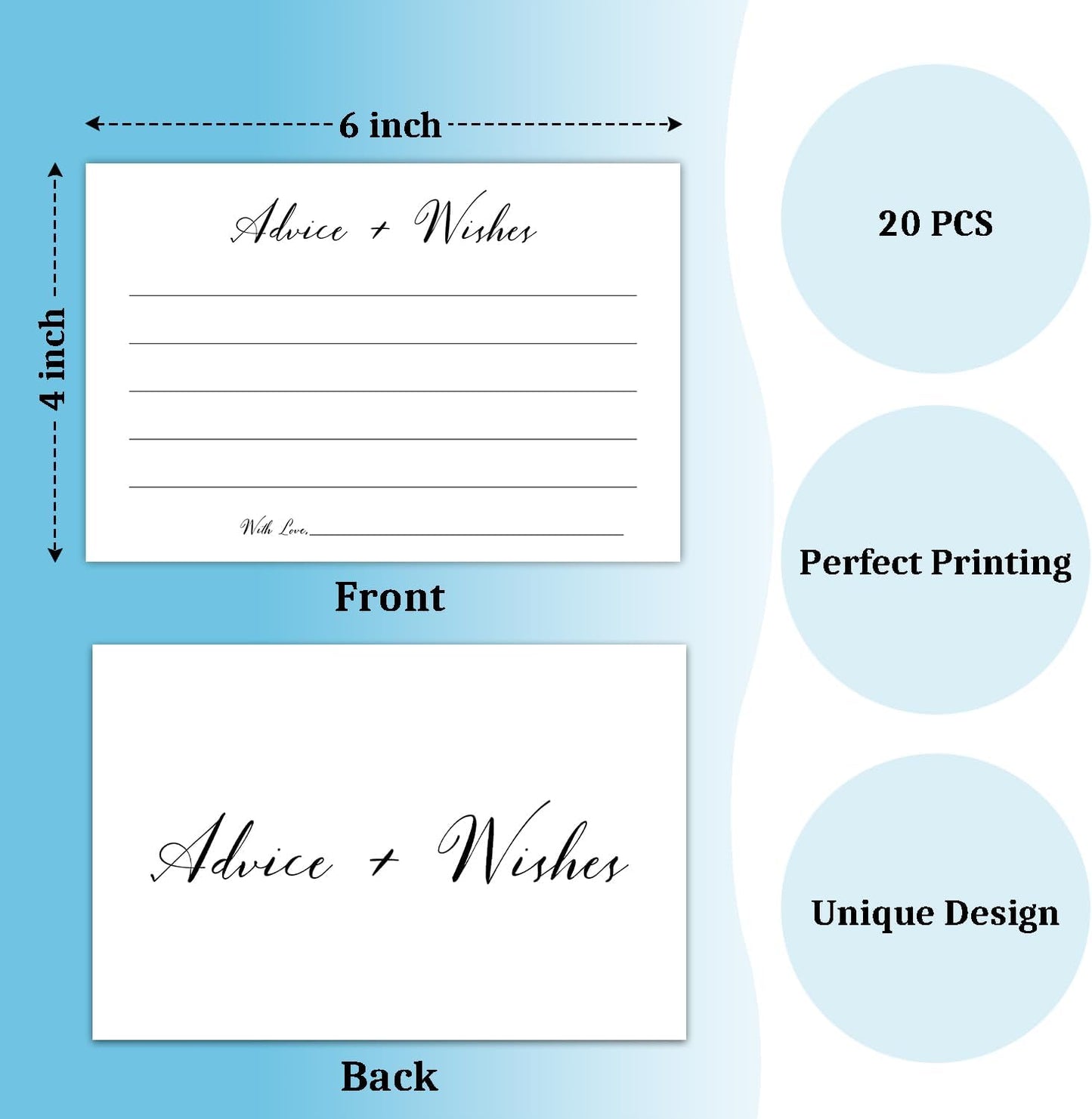 White Advice And Wishes Cards, Advice Cards For Bridal, Wedding, Baby Shower, Mr And Mrs, Graduation, Wishes For Baby Cards Baby Shower, Pack Of 20 4x6 Cards Double Sided Print -01