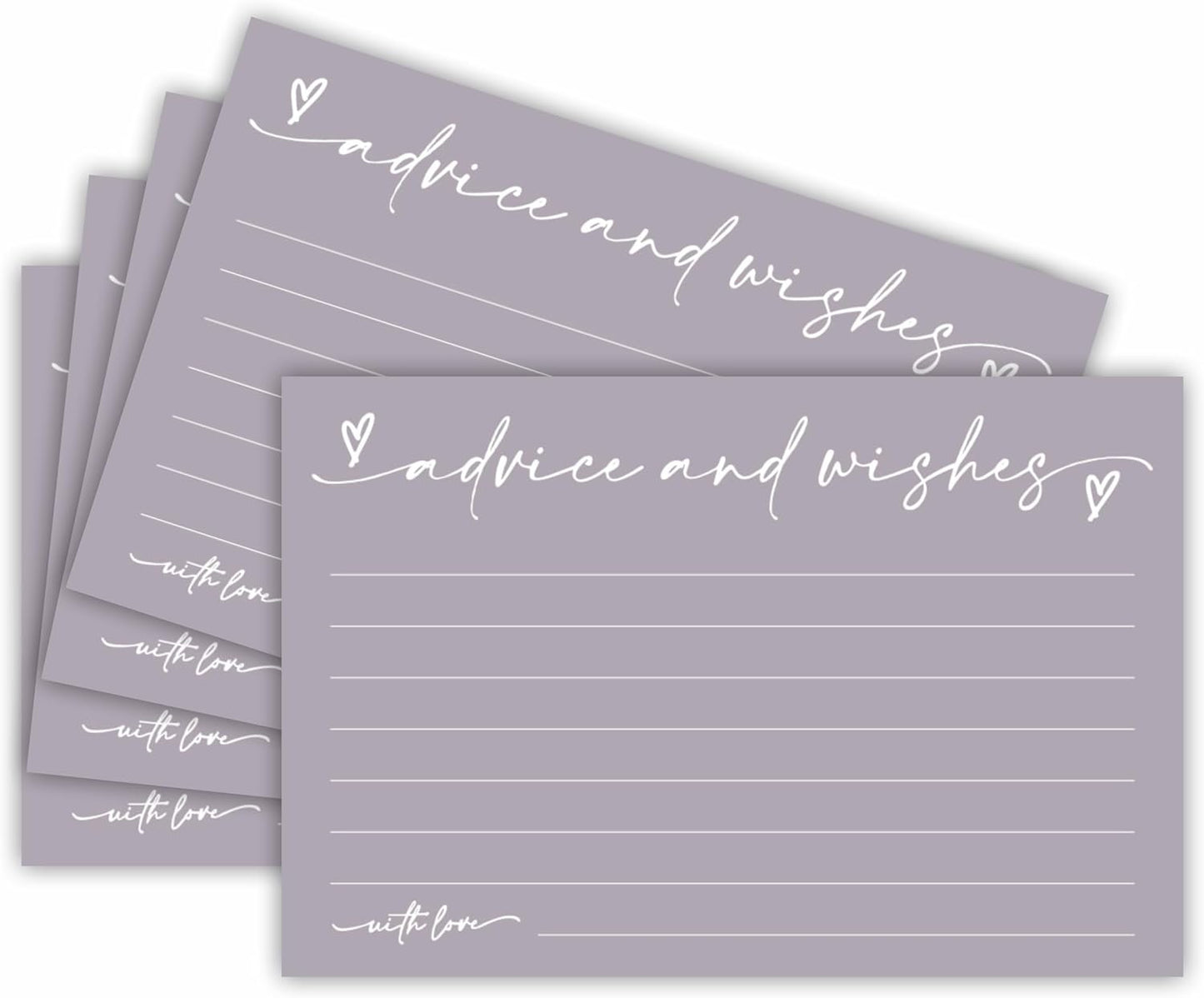 30 Advice & Wishes Cards - Pale Purple - Double Sided Fill-In Advice Cards For Bridal, Wedding, Graduate Party, Mr & Mrs, Retirement, Baby Shower, Party Favor & Supplies - B05