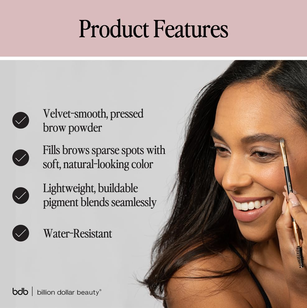 bdb Eyebrow Powder & Definer Brush - Long-Lasting, Fuller & Fluffier Brows, Spoolie for Precision, Soft & Natural, Blonde