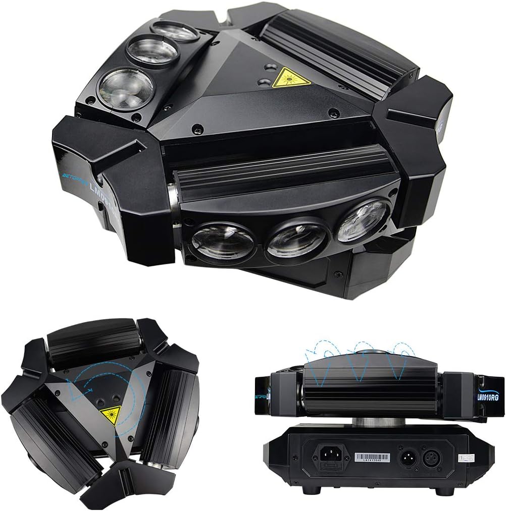 BETOPPER Moving Head Stage Lights,9x10W RGBW 4-in-1 LED Party DJ Lighting,19/51-CH 3 Header DJ Light Sound Activated/DMX 512 Disco Light for Bar,Disco,Dance Halls,Clubs,Mobile DJ,Gigs etc.