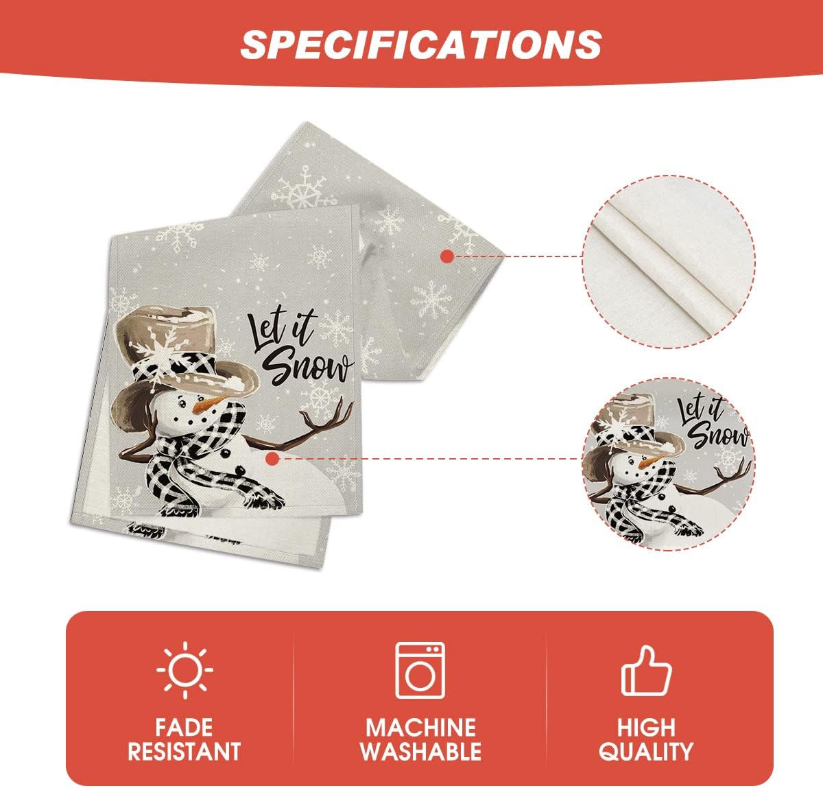 Artoid Mode Grey Snowman Snowflake Let it Snow Christmas Table Runner, Seasonal Winter Kitchen Dining Table Decor for Home Party Indoor 13x108 Inch