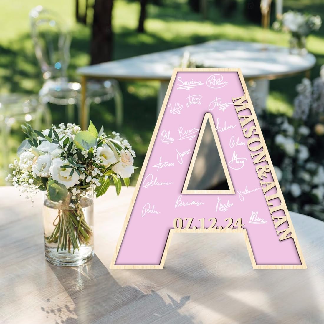 Personalized Wedding Guest Book Sign Custom Letter Name Date Rustic Wedding Guest Book Alternative Unique Guest Book for Wedding Anniversary Decor (Style 1)