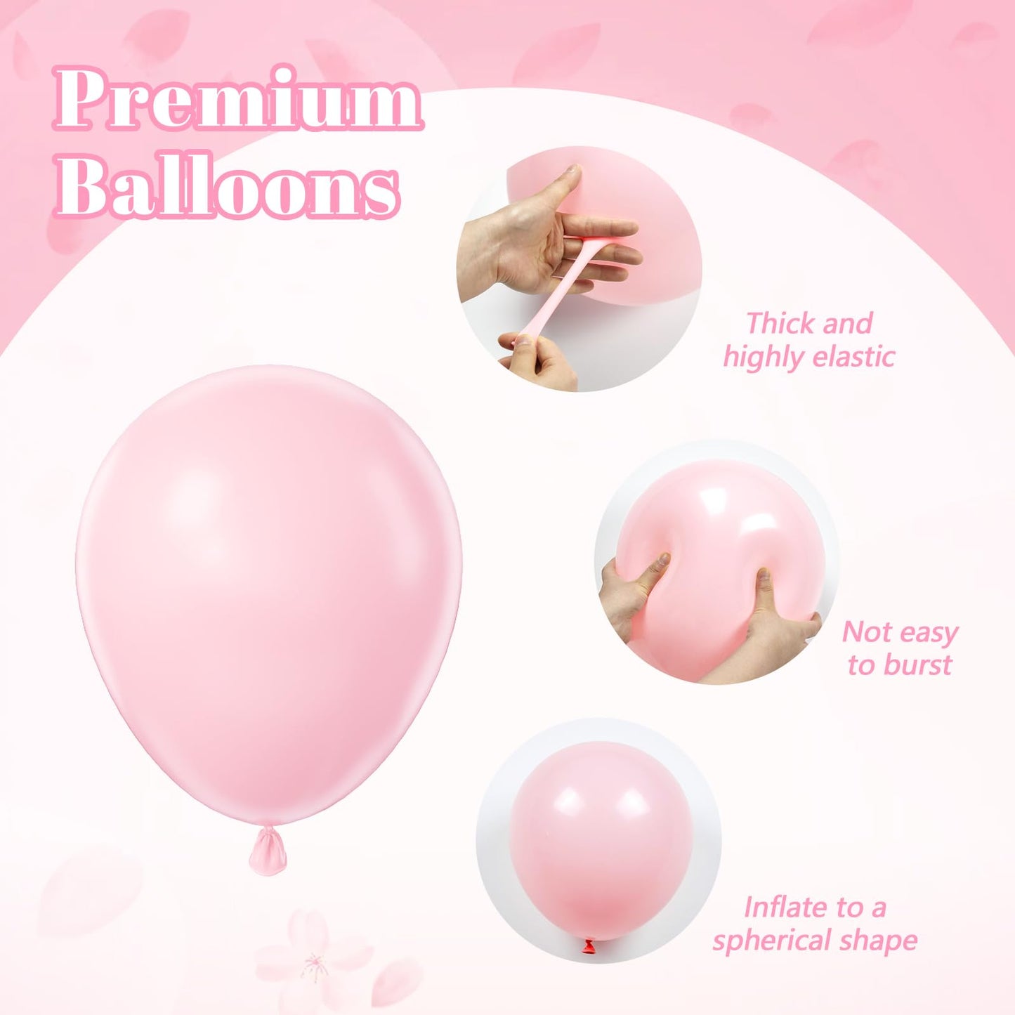12inch Light Pink and White Balloons with Pearl Baby Pink Confetti Balloons