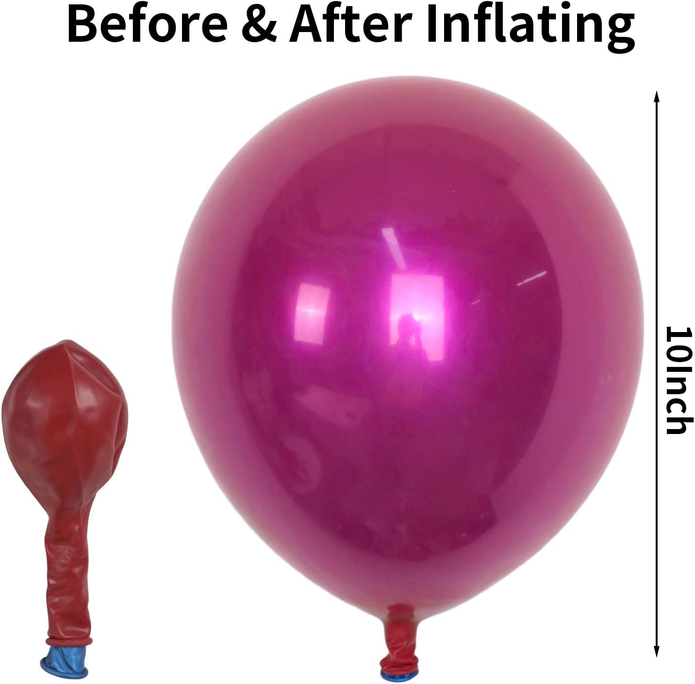 Chrome Fuchsia Balloons, 50 PCS 10 Inch Double-Layered Metallic Fuchsia Pink Balloons, Shiny Thick Chrome Metallic Magenta Latex Helium Fuchsia Magenta Balloons for Birthday Wedding Party Decoration