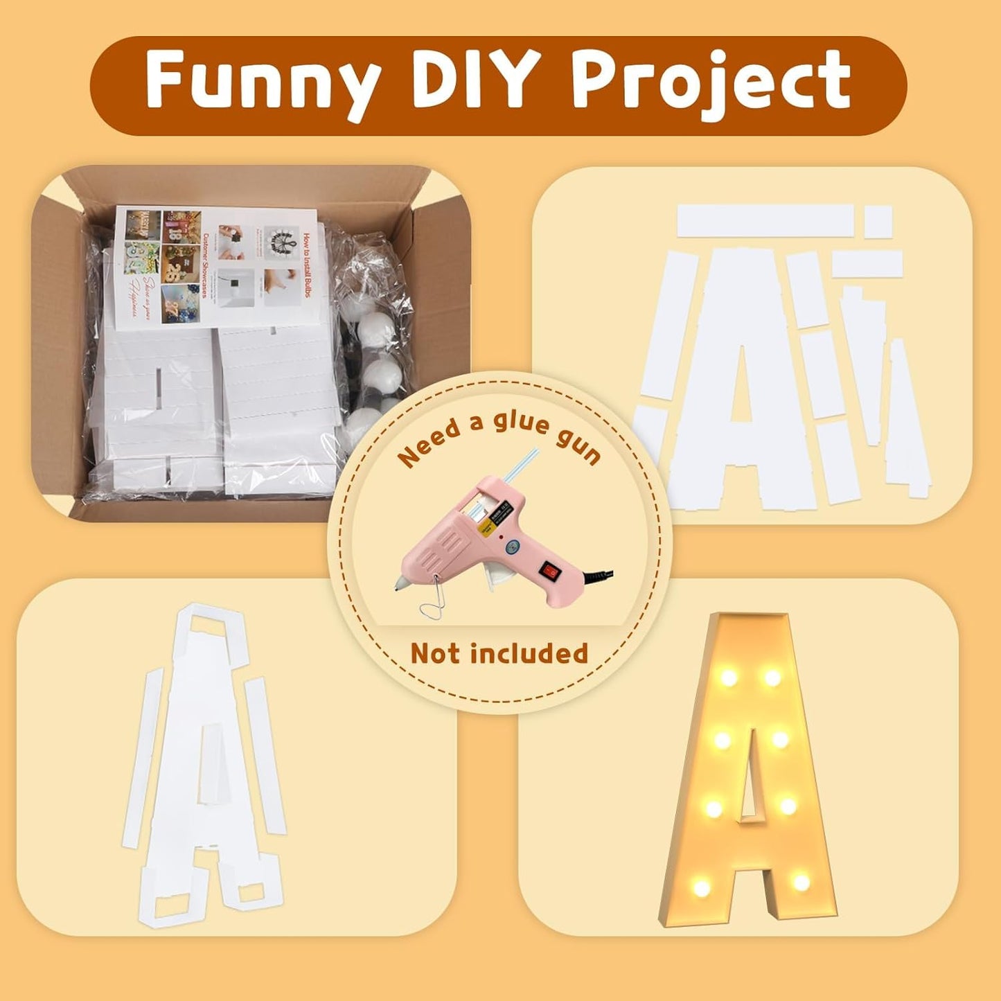 imprsv Marquee Light Up Letters, 3FT Mosaic Letters with Light for Baby Shower Graduation Party Decor, Large H for Engagement Wedding Party Decorations (Need to Assemble)