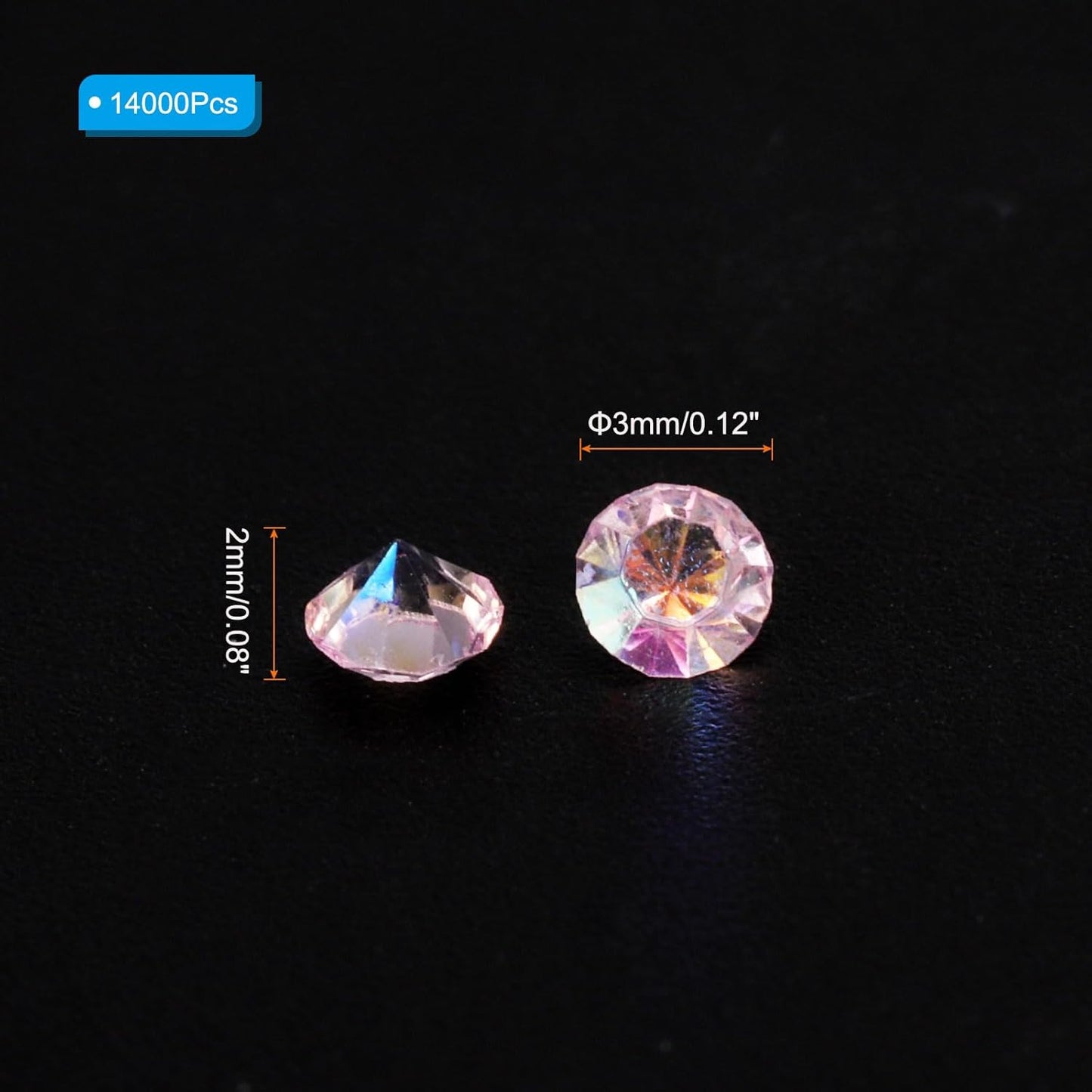 PATIKIL 14000Pcs Wedding Table Scatter Confetti Crystals 3mm Acrylic Diamonds Vase Fillers Gems for Table Centerpiece Decorations Bridal Shower Party, Light Pink AB