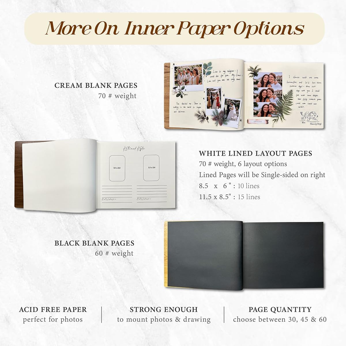 Customized Wooden Guest Book for Weddings, Funerals & Events - Personalized Keepsake Memory Book with Engraved Name & Design (A4-8.27×11.69inch)