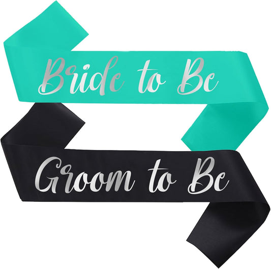 Bride to Be Sash and Groom to Be Sash, Bachelorette Party Supplies Engagement Party Favors, Bridal Shower Sashes Bachelor Decorations Blue