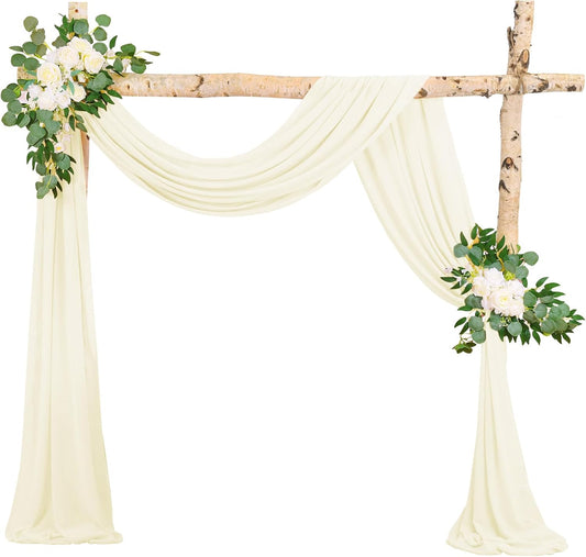 Ivory Sheer Chiffon Wedding Arch Draping Fabric, 1 Panel 28" x 20ft, Perfect for Wedding Ceremony & Reception Decoration