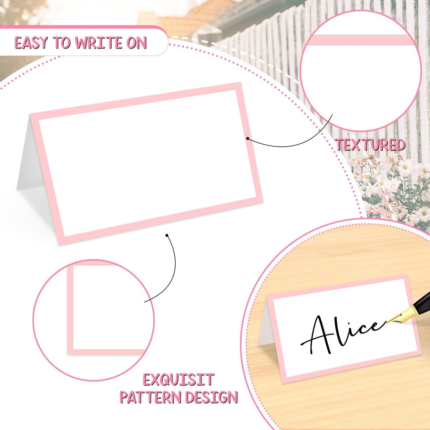 25 Pcs Blush Pink Place Cards, Blank Tent Name Cards for Food Buffet, Dinner Party, Wedding Reception, Bridal Shower Table Setting -02