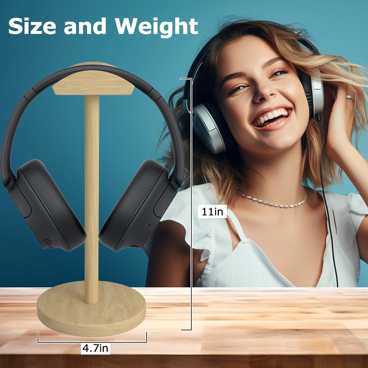 Universal Headphone for Desk Hanger Holder Organizer Keeper Racks Storage Mount Gaming Headset Stand Premium Functional Craftmanship Headset Stand (Wooden)