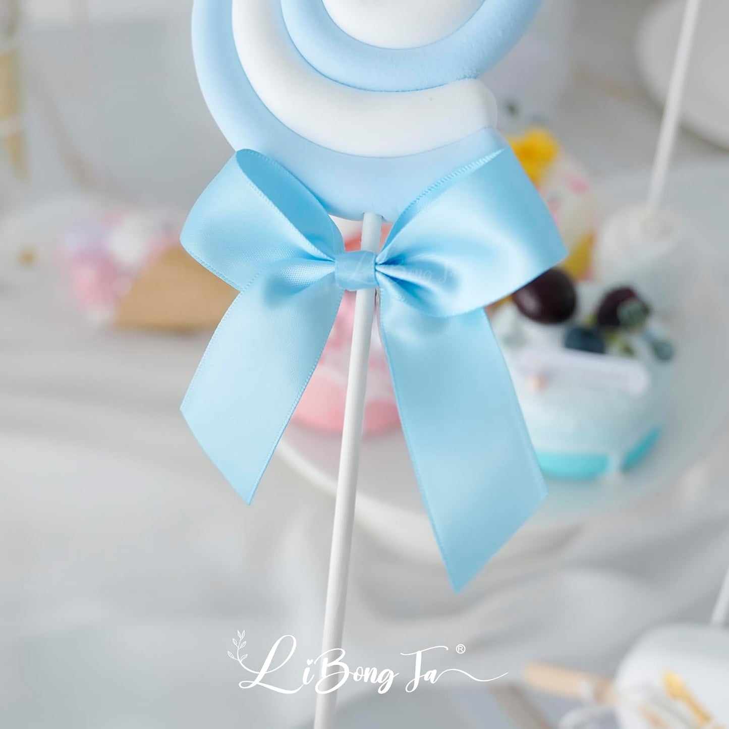 3.5" Blue Bow Satin Pre-Tied Bows for Gift Wrapping, Small Bows for Crafts, Premade Bows, Candy Apple Bows, Twist Tie Bows for Cake Decorating, Party Favor, Wedding Decoration-36 Counts