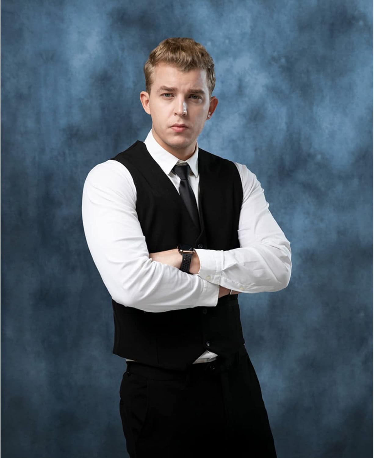 Kate Backdrop 1.5x2.2m/5x7ft Studio Classic Textured Dark Blue Figure Photography Shooting Backdrop Props Character Photography Background for Portraits