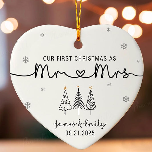 GABITA Personalized First Christmas Married Keepsake, First Christmas Married Ornament 2025, Decorations for New Couple, Married Ornament Calendar Gift 3
