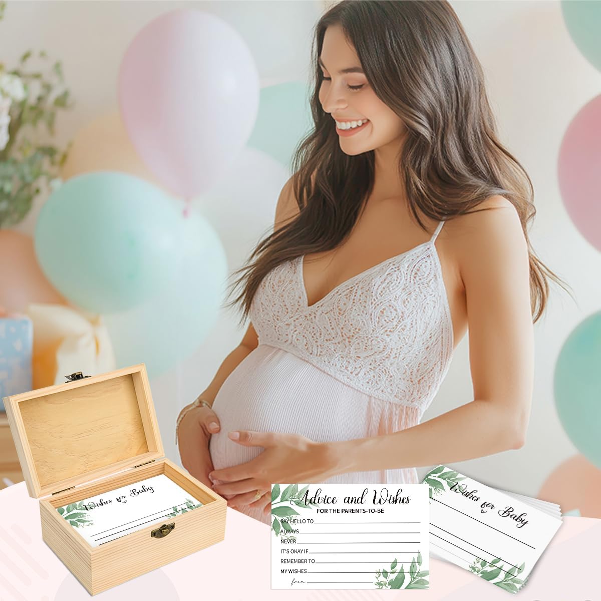 50Pcs Baby Shower Advice Cards with Advice and Wishes Box for New Parents Baby Shower Game Activities Ideas for Guests Baby Decorations for Baby Shower