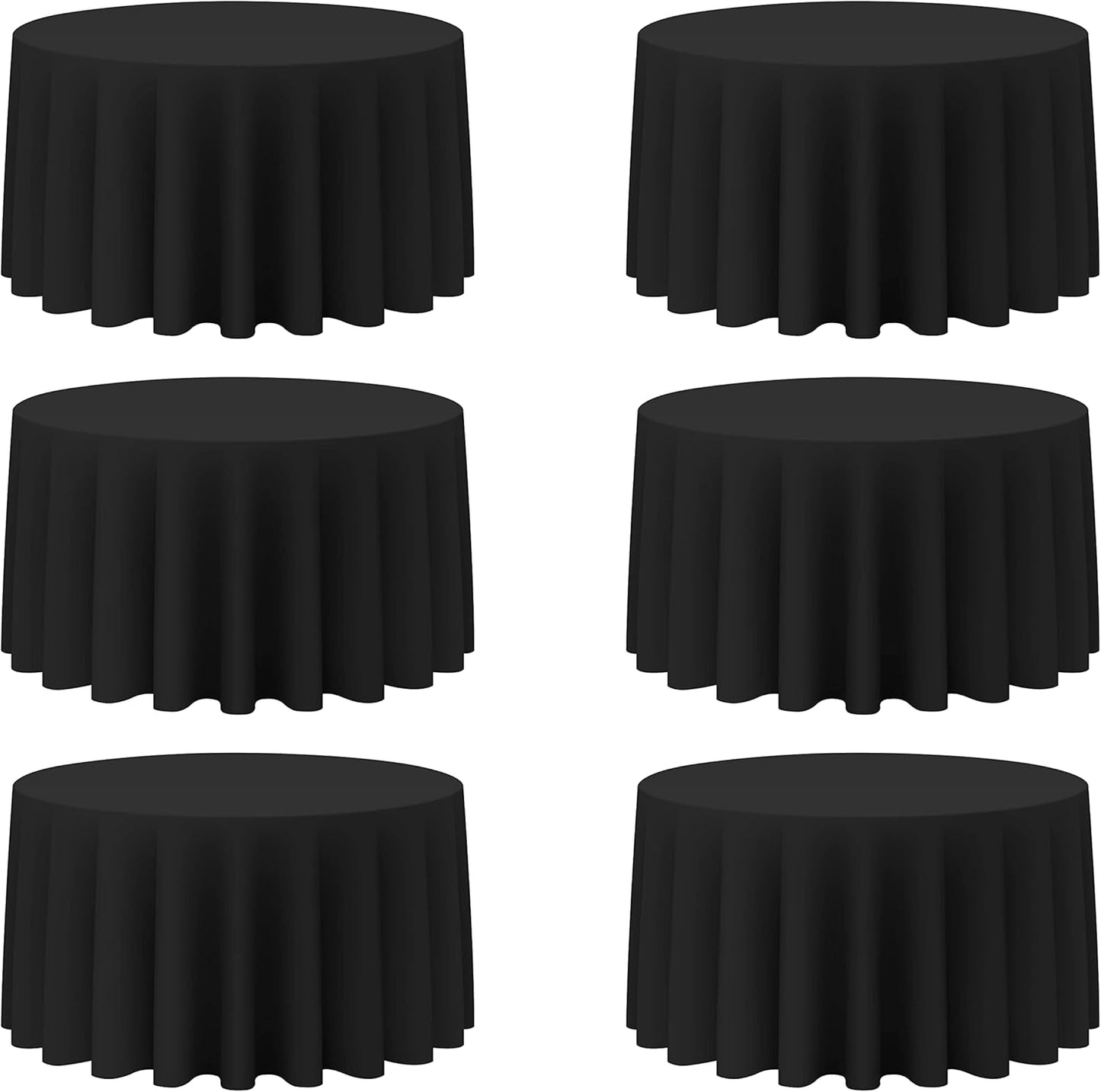 BRILLMAX 6 Pack Black Round Tablecloths 120 Inch - Circle Bulk Linen Polyester Fabric Washable Table Cloth Cover for Wedding Reception Banquet Birthday Party Buffet Restaurant