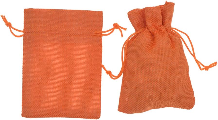 20Pcs Orange Burlap Gift Bags with Drawstring, 5.9 x 7.5 Inch Linen Jewelry Gift Bags for Halloween Goody Christmas Wedding Favor and DIY Crafts