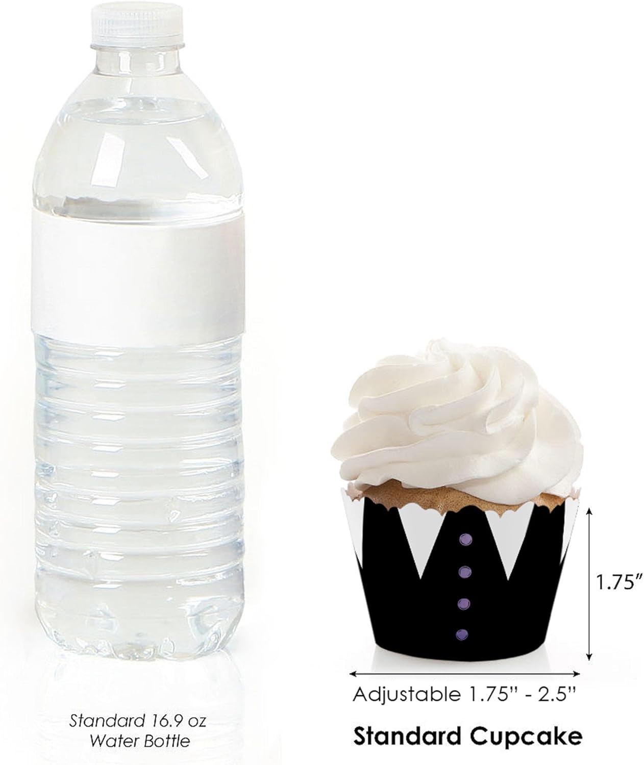 Big Dot of Happiness Goth Girl Cupcake Wrappers, Adjustable Fit, Black and Purple Halloween or Gothic Birthday Party Decorations - Set of 12