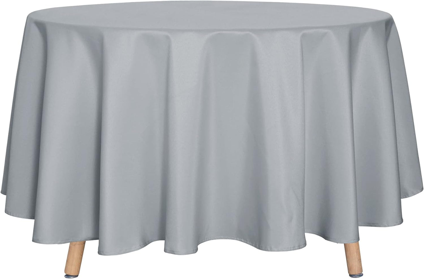 sancua Round Tablecloth - 90 Inch - Water Resistant Spill Proof Washable Polyester Table Cloth Decorative Fabric Table Cover for Dining Tables, Buffet Parties and Camping, Silver Grey