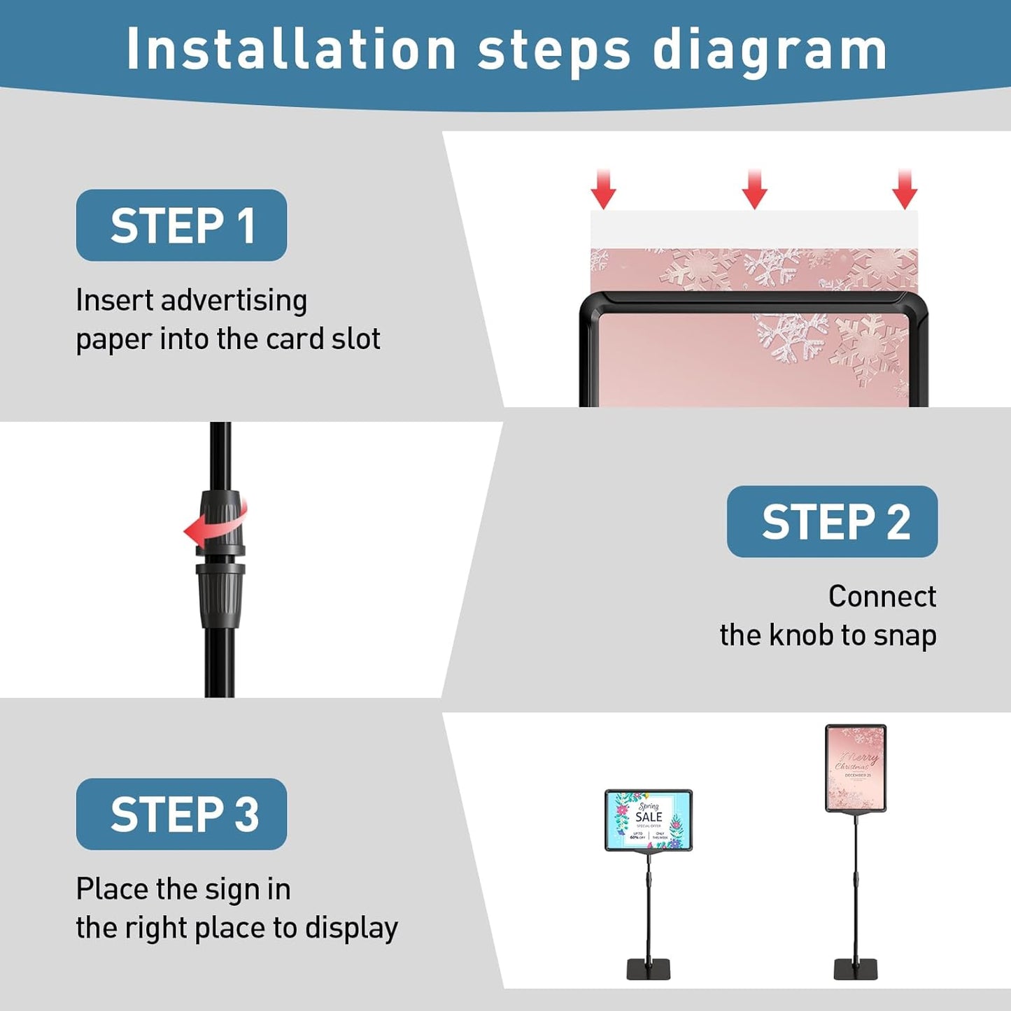 Sign Holder Stand 8.5 x 11,Sign Stand for Display,Table Sign Holders,Suitable for indoor use,Adjustable Sign Holders For Table Top