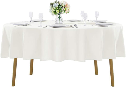 70 inch Round Tablecloth Washable Polyester Table Cloth Decorative Table Cover for Wedding Party Dining Banquet（70 inch,Ivory）