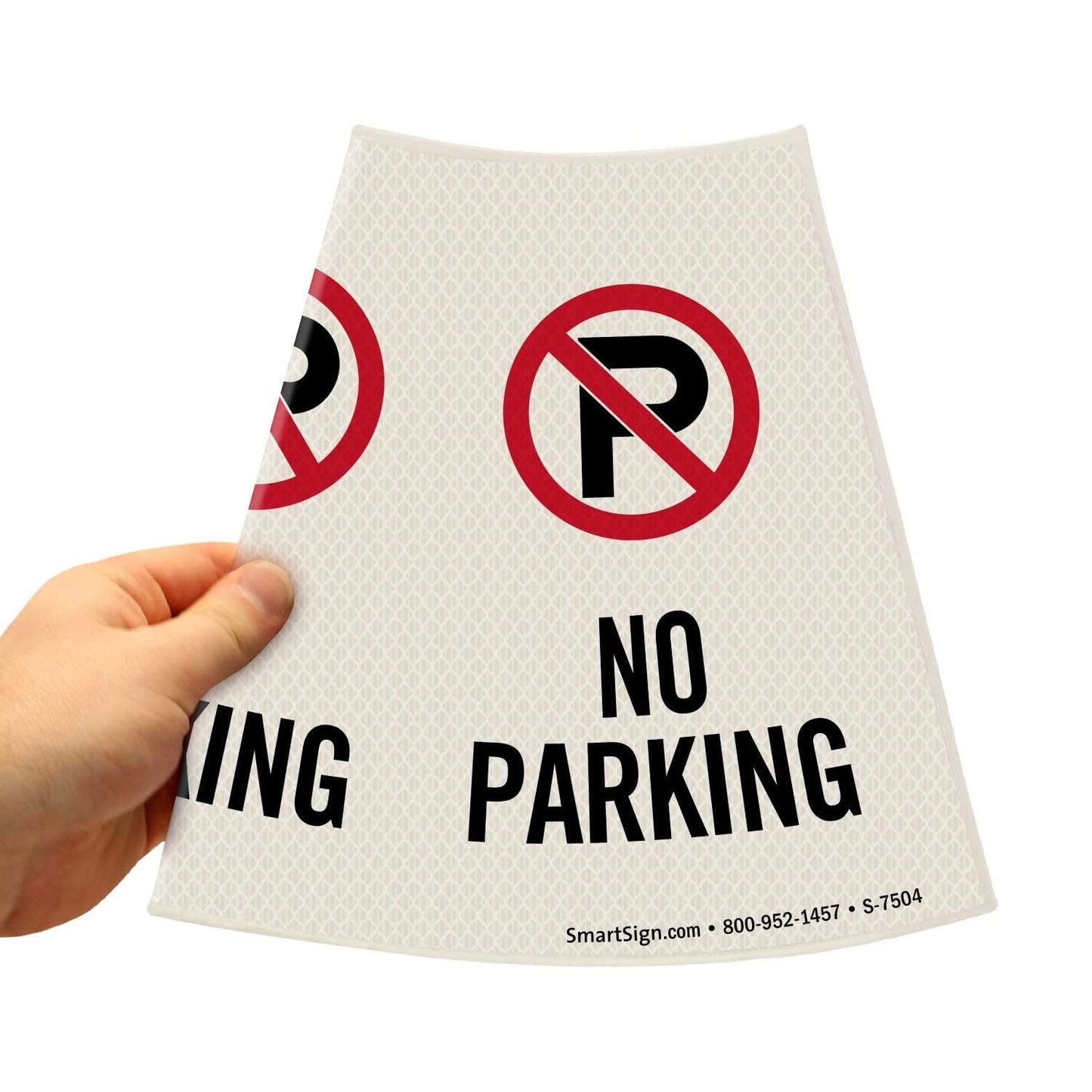 SmartSign 6-Pack "No Parking" Reflective Cone Message Sleeve Collar with Symbol, 360-Degree Visibility, Non-Adhesive Vinyl Signs for Traffic Safety Cones, 3-Side Print [Cone Not Included]