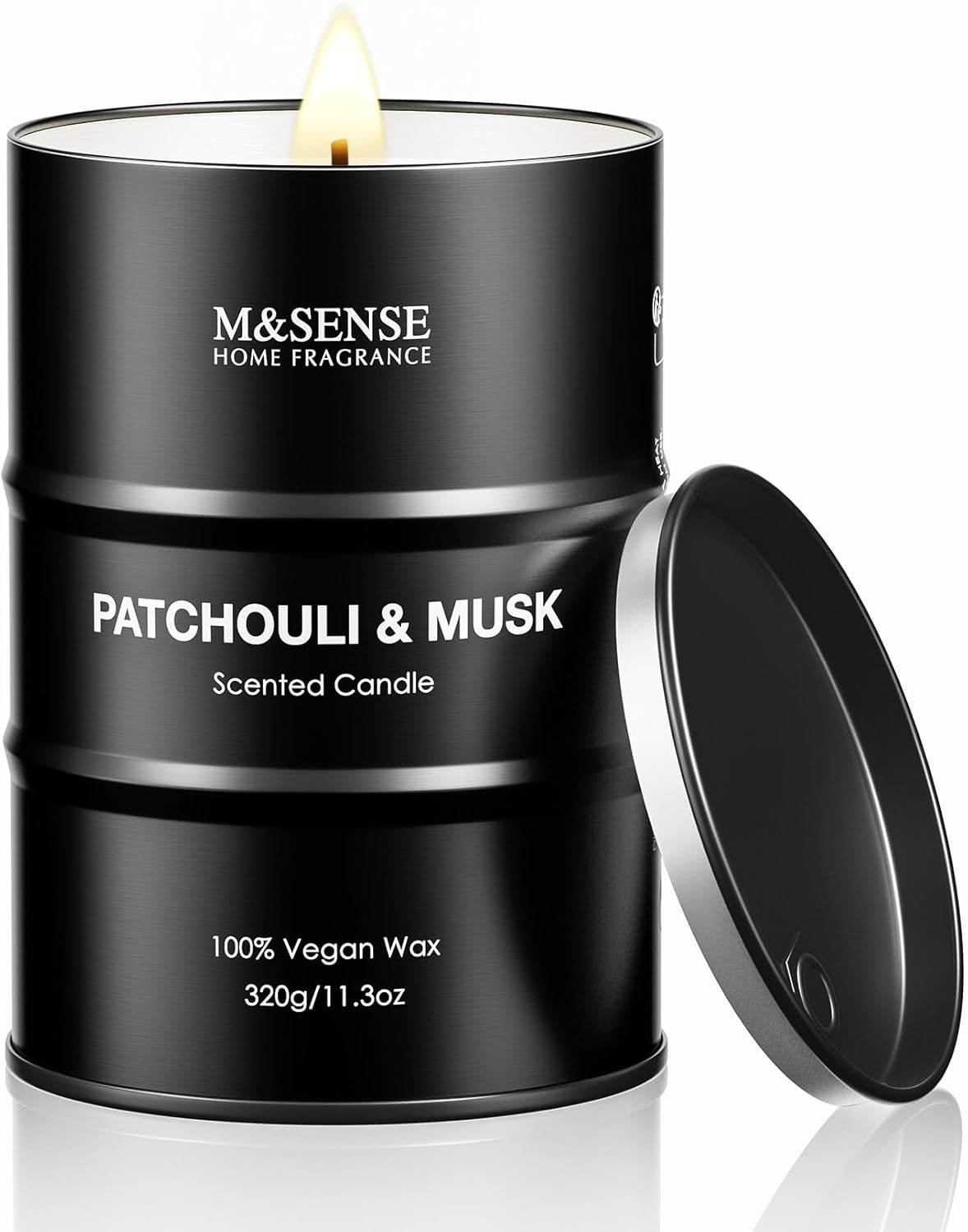 M&SENSE Patchouli Musk Scented Candle,Gifts for Men,70 Hours Slow Burning Natural Soy Candles11.3 oz