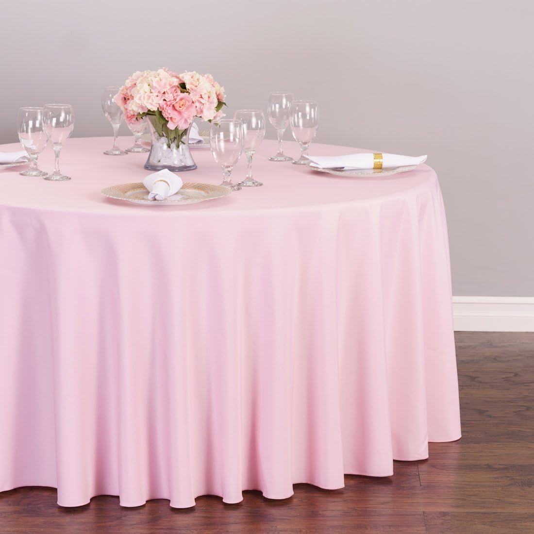 LTC LINENS 2 Pack 120 Inch Round Tablecloths Pink - Great for 60 Inch Round Table Floor Length - Wrinkle Resistant Polyester Fabric Cloth for Party, Baby Shower