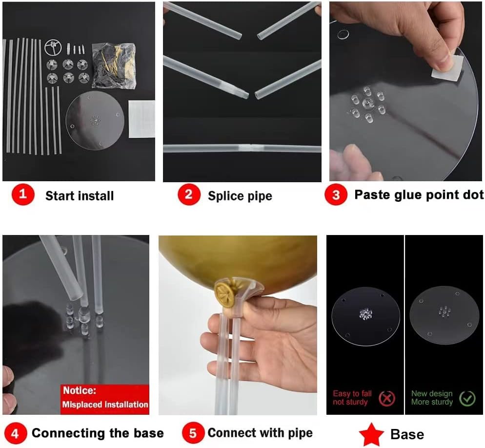 TONIFUL 6 Set Balloon Centerpieces for Table Black Gold Confetti Balloon Stand Kit for 2025 Graduation Party Decoration Birthday Anniversary Halloween 2025 Party Decorations