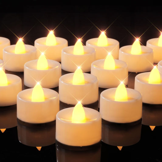 BEICHI Flameless Candles, 24Pack Battery Operated Candle, LED Tea Lights Candles Battery Operated, Flickering Fake Votives for Wedding Halloween Christmas Diwali- Warm Yellow